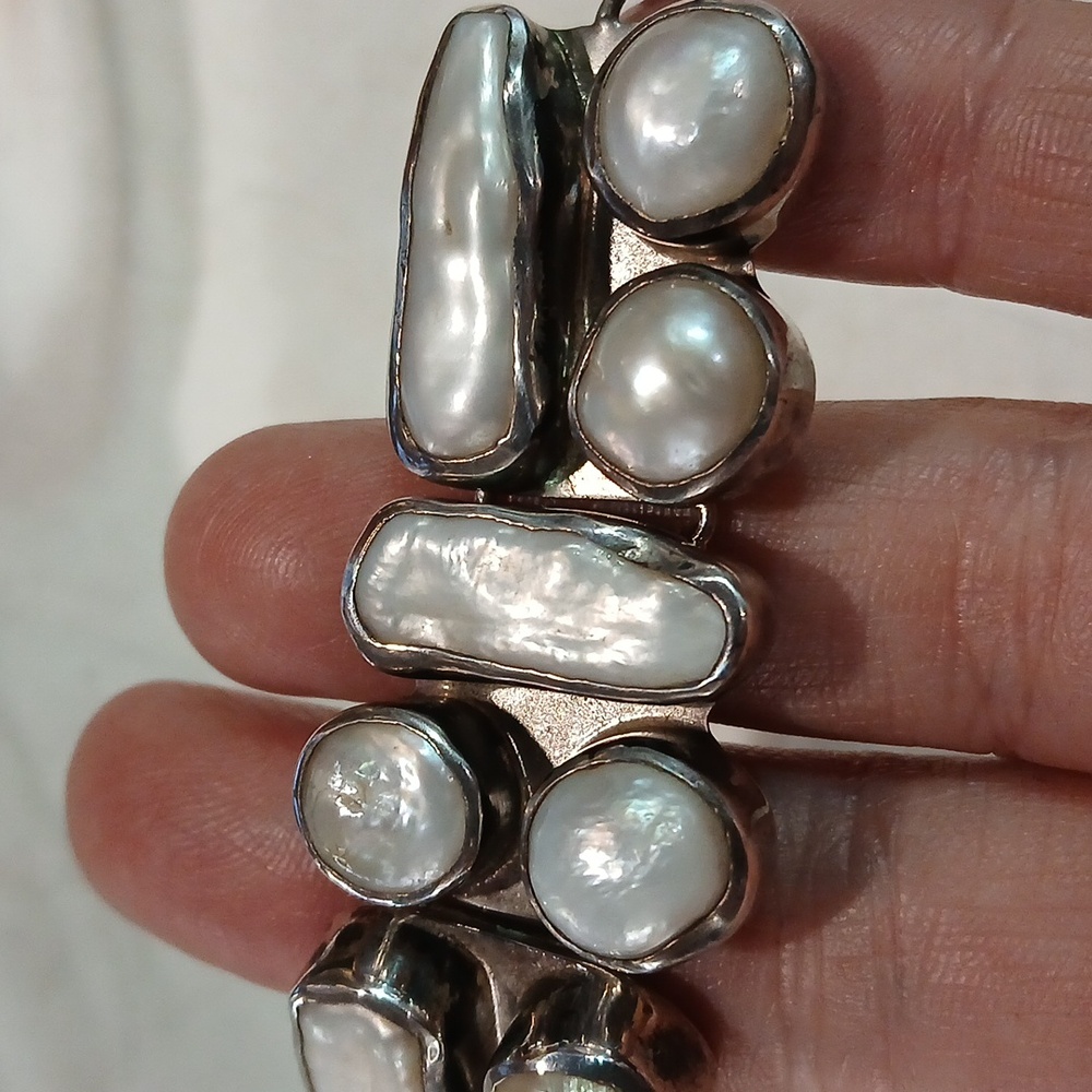 ✨ Sterling Silver & Biwa Pearl Bracelet – Elegant, Unique, Adjustable 6–8” - Picture 8 of 9